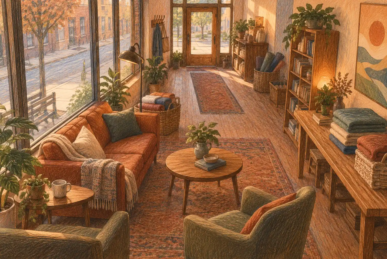 Illustration of care service businesses and their working space