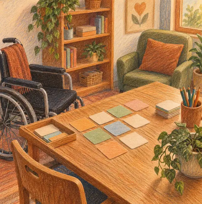 Illustration of care service businesses equipment and workspace